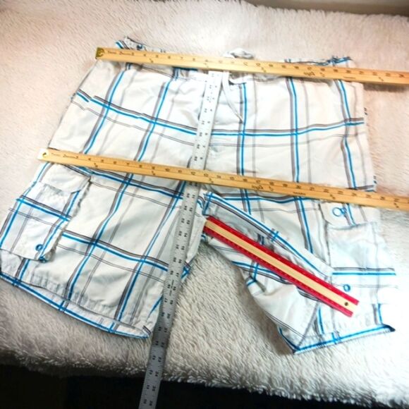 OP White and Blue Plaid Cargo Lined Swim Shorts Trunks Mens XL/XG 40/42.. - Picture 7 of 9